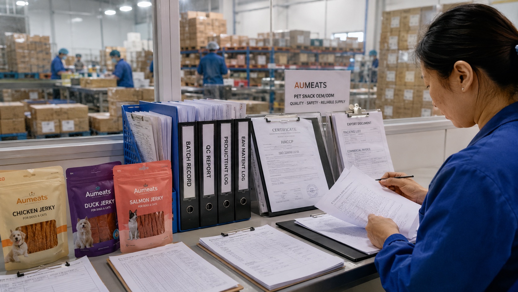 Pet treat quality-control records and export documentation review