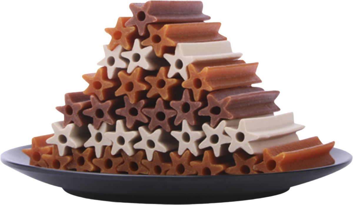 Hollow star-shaped chew