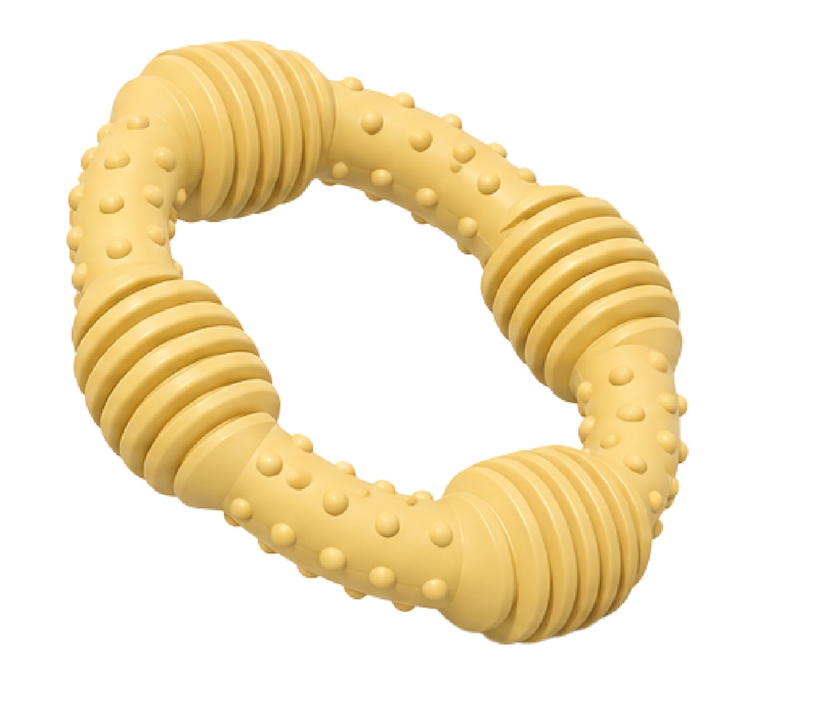 Fruit- and vegetable-flavoured flexible chew ring